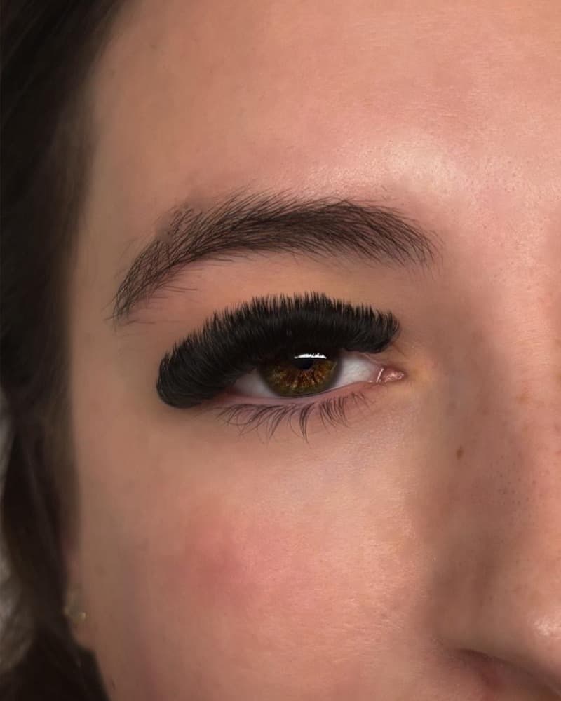A Mega volume set of eyelash extensions, close up
